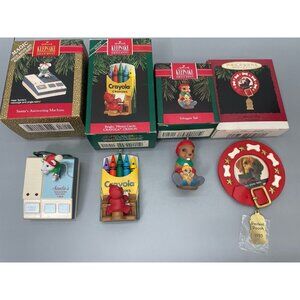 4 Vintage Hallmark Keepsake Christmas Tree Ornaments Lot Beaver Crayola Mouse